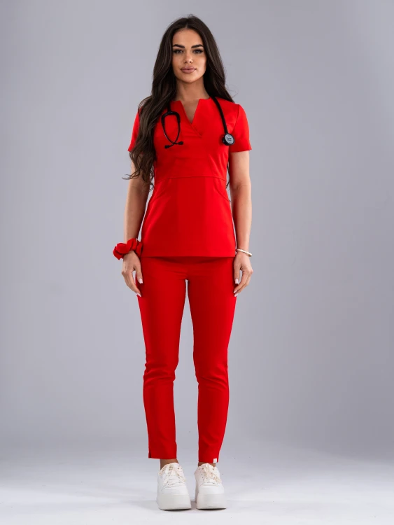 Spodnie medyczne damskie scrubs PROSTE FIRE RED