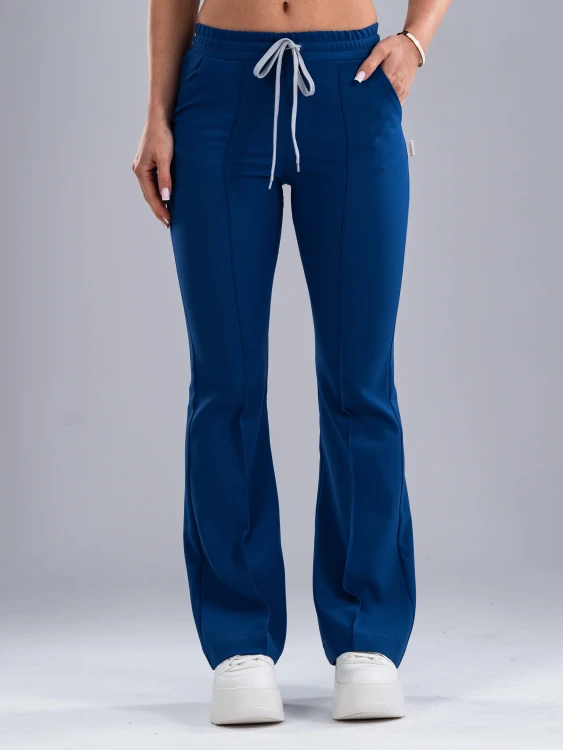 Spodnie medyczne damskie scrubs DZWONY ROYAL BLUE