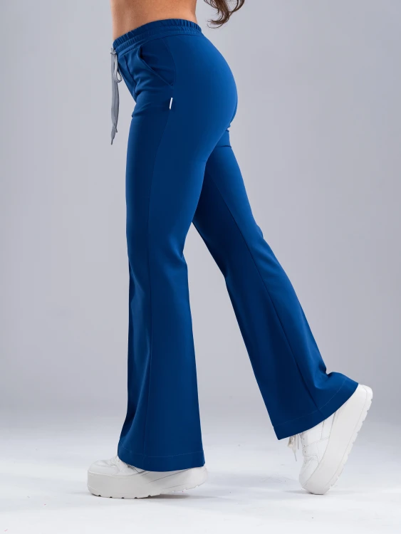 Spodnie medyczne damskie scrubs DZWONY ROYAL BLUE