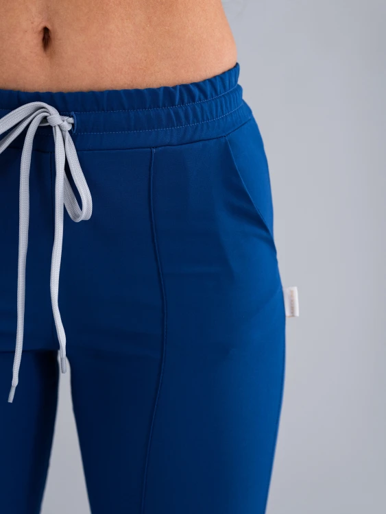 Spodnie medyczne damskie scrubs DZWONY ROYAL BLUE