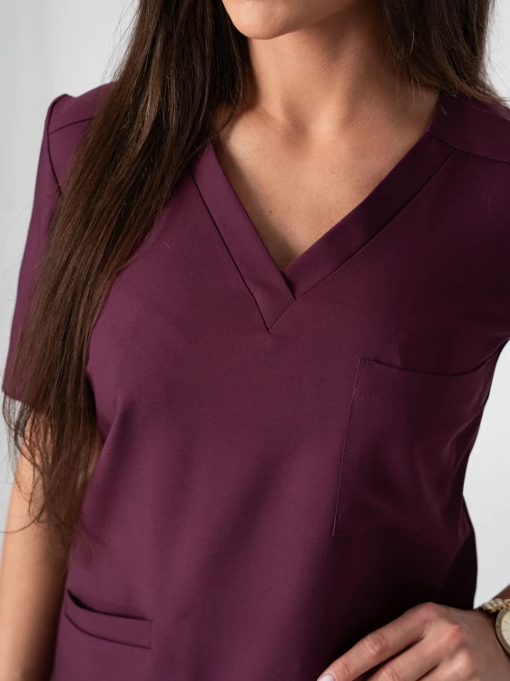 Bluza medyczna damska scrubs BASIC ŚLIWKA W CZEKOLADZIE