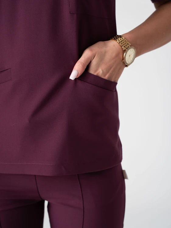Bluza medyczna damska scrubs BASIC ŚLIWKA W CZEKOLADZIE