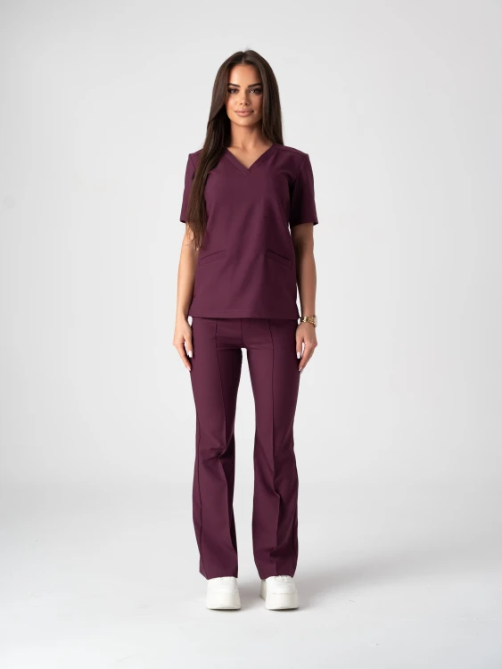 Bluza medyczna damska scrubs BASIC ŚLIWKA W CZEKOLADZIE