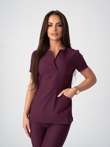 Bluza medyczna damska scrubs SLIM ŚLIWKA W CZEKOLADZIE