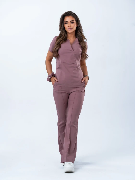 Spodnie medyczne damskie scrubs DZWONY VINTAGE ROSE