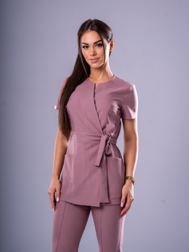Tunika medyczna damska z krótkim rękawem SLIM VINTAGE ROSE