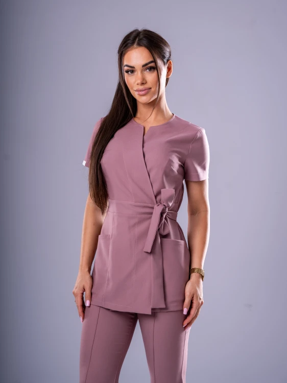Tunika medyczna damska z krótkim rękawem SLIM VINTAGE ROSE