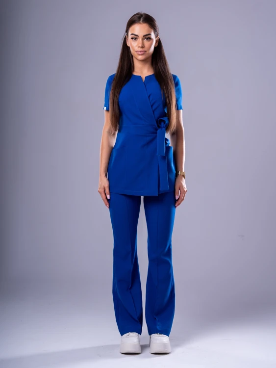 Tunika medyczna damska z krótkim rękawem SLIM ROYAL BLUE