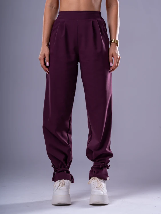 Spodnie medyczne damskie scrubs BASIC PRO ŚLIWKA W CZEKOLADZIE