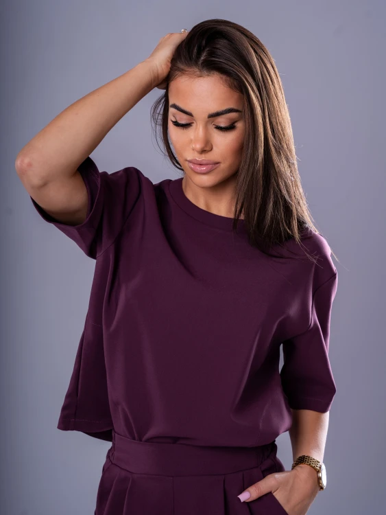 Bluza medyczna damska scrubs BASIC PRO ŚLIWKA W CZEKOLADZIE