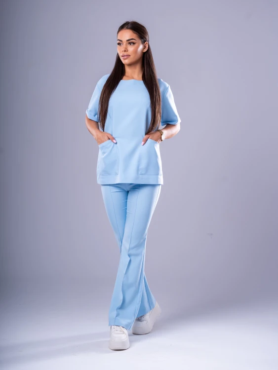Bluza medyczna damska scrubs KIMONO SKY BLUE
