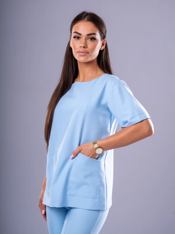 Bluza medyczna damska scrubs KIMONO SKY BLUE