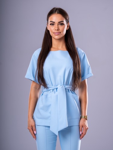 Bluza medyczna damska scrubs KIMONO SKY BLUE