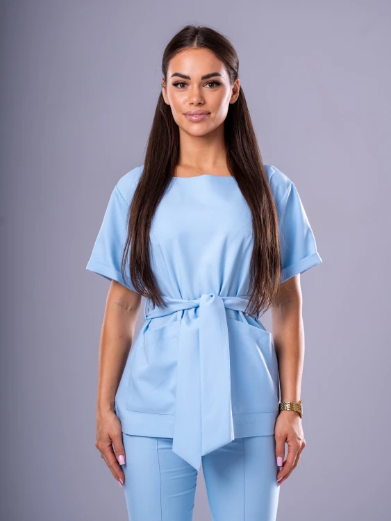 Bluza medyczna damska scrubs KIMONO SKY BLUE