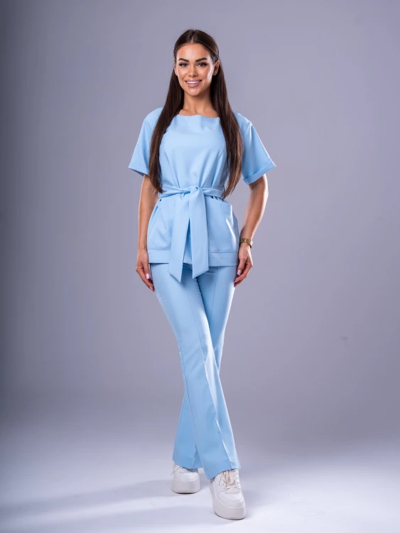 Bluza medyczna damska scrubs KIMONO SKY BLUE