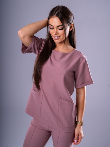 Bluza medyczna damska scrubs KIMONO VINTAGE ROSE