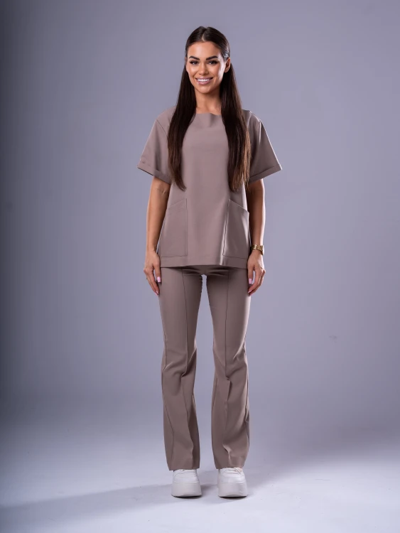 Bluza medyczna damska scrubs KIMONO MOKKA