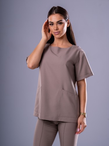 Bluza medyczna damska scrubs KIMONO MOKKA